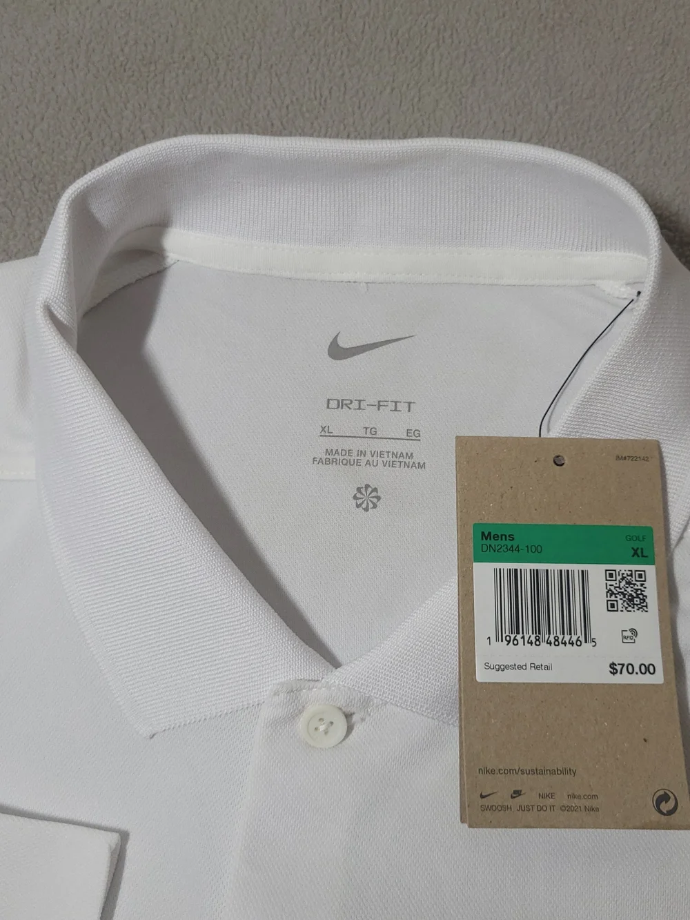 Nike Dri-FIT Victory Men's Long Sleeve Golf Polo Shirt White NWT XL DN2344-100